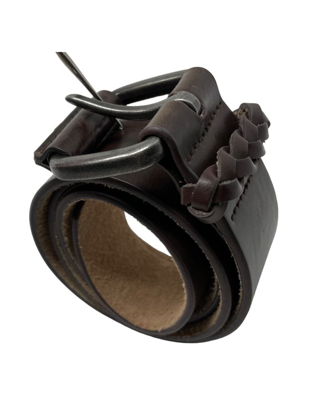 Nine West Belt Leather Waist Belt Size Small Brown Adjustable Buckle Leather Lin
